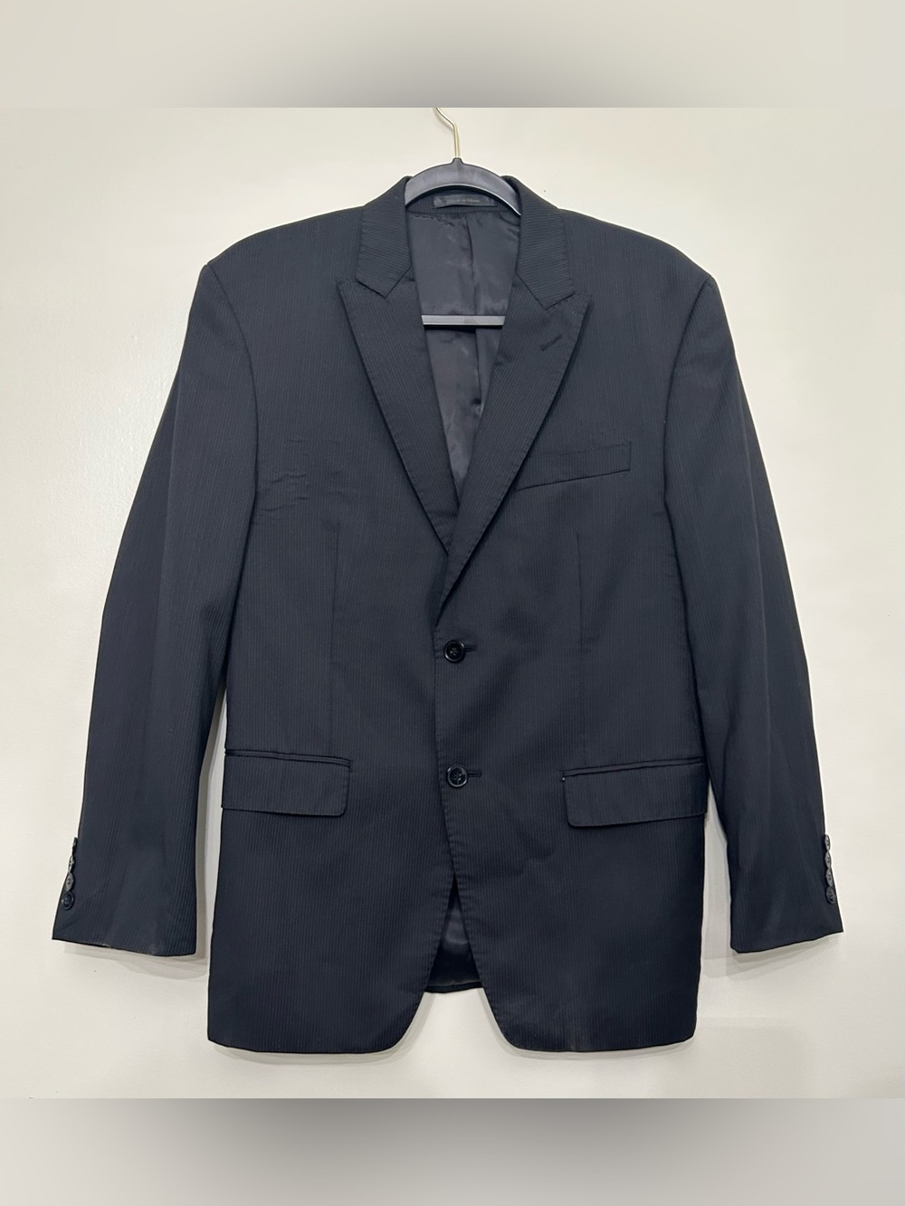 Calvin Klein Men's Black Notch Lapel Two-Button Suit Jacket